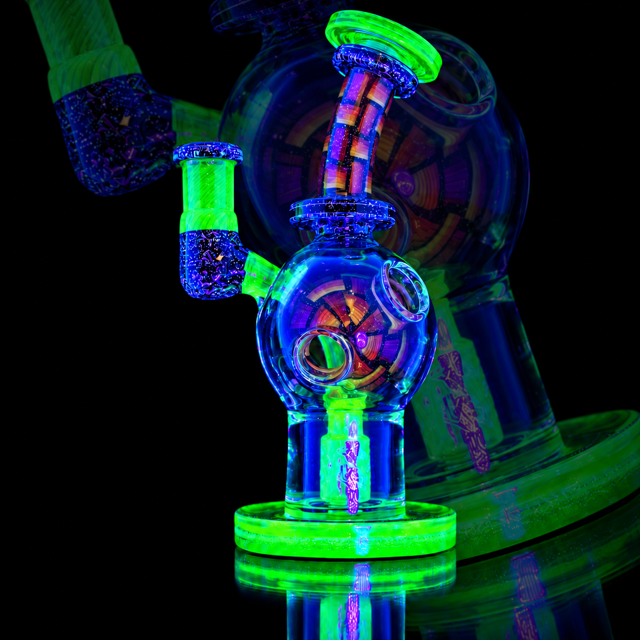 FATBOY GLASS: FULLY WORKED CITRINE UV CRUSHED OPAL EXO BALL RIG