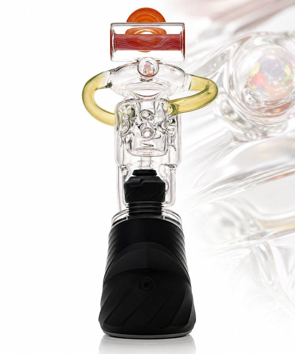 Alternative view of CALI BEAR GLASS: SWISS HALO RECYCLER PUFFCO PEAK GLASS ATTACHMENT