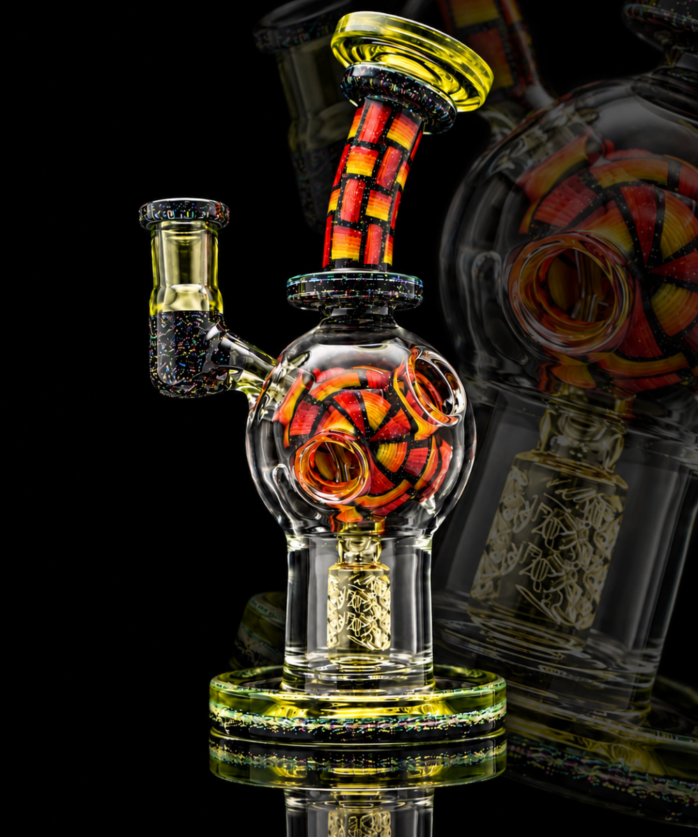 Alternative view of FATBOY GLASS: FULLY WORKED CITRINE UV CRUSHED OPAL EXO BALL RIG